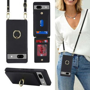 Google Pixel 7a �P�[�X �蒠�^ �X�}�z �V�����_�[ �N���X�{�f�B ���|�� �񂩂� �΂߂��� �V�����_�[�P�[�X RFID ���z�^ �w�� �|�P�b�g�t�� [�㉺�J] �J�[�h���[ ��]�����O ���C �u���b�N ��������