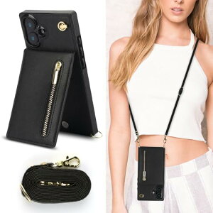 iPhone16 Plus �P�[�X �蒠�^ �X�}�z�P�[�X ���|�� �񂩂� �΂߂��� �V�����_�[�P�[�X ���z�^ �J�o�[ �J�[�h���[ [�㉺�J] Qi ���C�����X�[�d�Ή� �X�g���b�v�t�� �u���b�N ��������