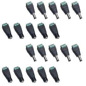 5.5mm x 2.1mm DC 12V �d���A�_�v�^ �N�C�b�N�R�l�N�^ �l�W�[�q�A�_�v�^ CCTV�J������LED�e�[�v���C�g�pDC�W���b�N�ϊ��v���O 20�Z�b�g (10���X + 10�I�X) ��������