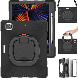 iPad Air 13 2025(M3) / 2024(M2) �P�[�X,Pro 12.9�C���`�P�[�X��6 / 5 / 4 / 3���� �J�o�[ �ϏՌ� ��� 360�x��]�X�^���h �n���h���t�� ���F ���킢�� �A�C�p�b�h �P�[�X �y���V�����[ ������t�� ���|�� ��