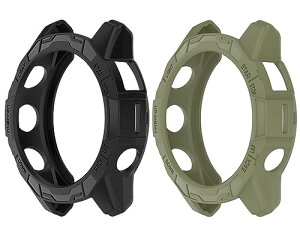 Garmin Fenix 7X Pro �P�[�X �J�o�[ �ی�P�[�X Epix Pro 51mm TPU�S�� �ی�J�o�[ �ϏՌ� �A�N�Z�T���[ (�u���b�N+�A�[�~�[�O���[��)