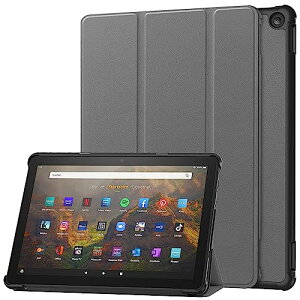 Fire HD 10 2023 �P�[�X New Fire HD 10 / 10 Plus ��13���� �X�^���h�@�\�t�� �J���O�ܔ��^�X�^���h�P�[�X PU���U�[ Fire HD10 2023 �J�o�[ (�O���[)