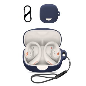 Anker Soundcore AeroFit Pro �P�[�X �J�o�[ ���C�����X�C���z�� �V���R�� �ی�P�[�X (�J���r�i�t��+�X�g���b�v�t�� ) �����h�~ �L�Y�h�~ �ϏՌ� �����[�d�\ �h�� �h�o (�u���[)