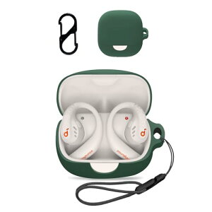 Anker Soundcore AeroFit Pro �P�[�X �J�o�[ ���C�����X�C���z�� �V���R�� �ی�P�[�X (�J���r�i�t��+�X�g���b�v�t�� ) �����h�~ �L�Y�h�~ �ϏՌ� �����[�d�\ �h�� �h�o (�O���[��)