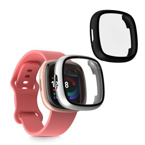 [2�_����] Fitbit Versa 4 / Sense 2�J�o�[ ���^ �y�� �L�Y�h�~ �P�[�X�t���{�f�B �K���X �ϏՌ� �����^ ���F/�V���o�[