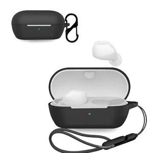 SONY WF-C710N �P�[�X �J�o�[ ���C�����X�C���z�� �V���R�� �ی�P�[�X (�J���r�i�t��+�X�g���b�v�t�� ) �����h�~ �L�Y�h�~ �ϏՌ� �����[�d�\ �h�� �h�o (�u���b�N)