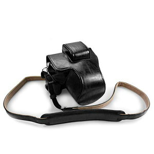 Canon EOS Kiss M / EOS Kiss M2 / EOS M50 / EOS M50 Mark 2 �J�����P�[�X �J�����o�b�O 15-45 mm �����Y �o�b�e���[�̌����ł� �O�r�l�W���t�� PU���U�[ �S�ʕی�^ �V�����_�[�X�g���b�v�t�� (�u���b�NA)