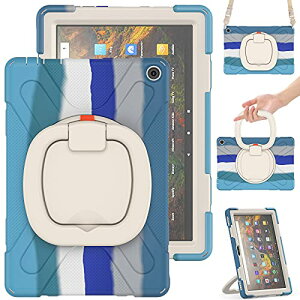 Fire HD 10 Plus 2021 �P�[�X Fire HD 10 �J�o�[ 360�x��] ������t�� �΂ߊ|�� �V�����_�[�x���g ���|�� �X�g���b�v Fire HD 10 �v���X 10.1�C���` �^�u���b�g �ی�P�[�X �ϏՌ� ��� PC �V���R�� 3�d�\�� 