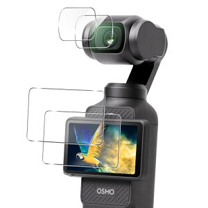 DJI OSMO Pocket 3 �K���X�t�B���� 2�� + �����Y�ی�t�B���� 2�� DJI OSMO Pocket 3 �t�B���� �ی�t�B���� �����K���X �L�Y�h�~ �ϏՌ� ��U�h�~ �S�ʕی� ����0.26 �ɔ��^�C�v �����x�^�b�` �C�A�[�� 
