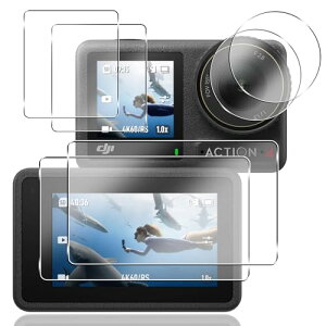 DJI Osmo Action 4 �K���X�t�B���� 4�� + �����Y�ی�t�B���� 2�� [���C����ʗp2�� + �T�u��ʗp2�� + LED�ی�t�B����2��] �t�B���� �ی�t�B���� �����K���X �L�Y�h�~ �ϏՌ� ��U�h�~ �S�ʕی� 3D T