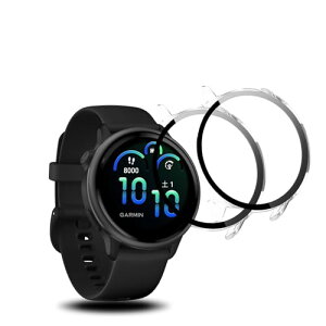 Garmin Vivoactive 6 �P�[�X �J�o�[ �K���X�t�B���� ��̌^ �S�ʕی� �����ߗ� �����x�^�b�` �y�� �Ռ��z�� �w��h�~ �h���h�o (�N���A*2) [2���Z�b�g]