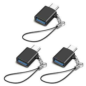 USB Type C & USB �ϊ��A�_�v�^ 3�Z�b�g USB3.2 Gen2 10Gbps�����]�� �^�C�vC �ϊ� OTGMacBook Pro 2021 MacBook Air 2022 iPad Pro 2021 �y�� �ق���USB-C�@��Ȃǂ�USB-C�ϊ��R�l�N�^ (3 �u���b�N)