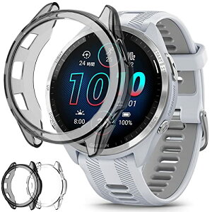 [2��] Garmin Foreruner 965 �P�[�X Foreruner 965 �J�o�[ �\�t�g TPU �҂�����C�菝�h�~ �y�� �h�Ռ� (�t�C�����Ȃ�) �K�[�~��garmin 965 �ی�P�[�X �K�[�~��965 �o���p�[ (�u���b�N�{�N���A)
