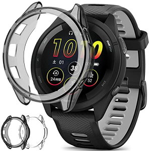[2��] Garmin Foreruner 265 �P�[�X Foreruner 265 �J�o�[ �\�t�g TPU �҂�����C�菝�h�~ �y�� �h�Ռ� (�t�C�����Ȃ�) �K�[�~��garmin 265 �ی�P�[�X �K�[�~��265 �o���p�[ (�u���b�N�{�N���A)