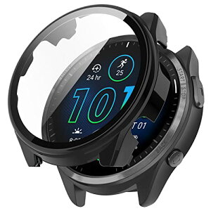 [�K���X�t�C������̌^�P�[�X] Garmin Forerunner 965 �t�B���� �K�[�~�� Forerunner 965 ��̉��P�[�X �S�ʕی� �Ռ��z�� PC�ގ� ���h�~ �K�[�~�� 965 �J�o�[ �w��h�~ �C�A�h�~ ������ (�u���b�N)