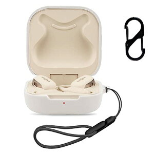 Shokz OpenFit �P�[�X �J�o�[ (�J���r�i�t��+�X�g���b�v�t�� ) ���C�����X�C���z�� �V���R�� �ی�P�[�X �����h�~ �L�Y�h�~ �ϏՌ� �����[�d�\ �h�� �h�o (�z���C�g)