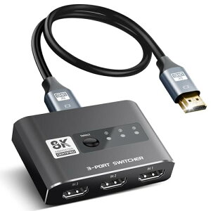 [8K@60Hz] HDMI �ؑ֊� ���z�� 4K 120Hz 3����1�o�� �A���~������ �d���s�v �蓮�؂�ւ� ������HDMI �Z���N�^�[ �X�C�b�`���| 48Gbps HDCP2.3 HDMI2.1 4K@120Hz 1080P@240HzHDTV PS5 Xbox�V���[�YX DVD�v���[���[��HDMI 2