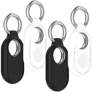 [4���Z�b�g] Samsung Galaxy SmartTag2 �ی�P�[�X Galaxy SmartTag2 �g���b�J�[ �V���R���ގ� �����O�� �y�� �h�Ռ� ���^ �����h�~ �C�菝�h�~ ����~�� �S�g�ی� SmartTag2 �J�o�[ �o���p�[ (�z���C�g�{�u��