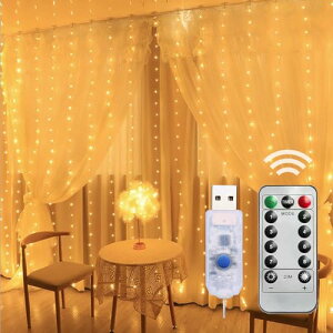 �C���~�l�[�V���� LED�J�[�e�����C�g3M*3M 300�� �h�� �����R���t�� USB���d 8���[�h�ؑ� �N���X�}�X �n���E�B�[�� �p�[�e�B�[ ������ �L�O�� �a���� (�d �� �F)