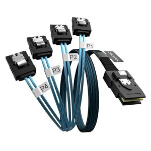 Mini SAS - 4 SATA�P�[�u�� 36�s��SFF 8087�z�X�g/�R���g���[���[����7�s��SATA�^�[�Q�b�g/�o�b�N�v���[���ցBPERC H310 RAID�R���g���[���[ (1M / 3.3�t�B�[�g) �ɁB