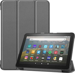 Fire HD 8 / HD 8 Plus 2024/2022/2020 �P�[�X �O�܂�X�^���h�J�o�[ �����^ ���y�� �I�[�g�X���[�v�P�[�X Fire HD8/Fire HD8 Plus 2024 12���� �J�o�[ (�D�F)