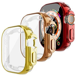 Apple Watch �J�o�[ Apple Watch Ultra 49mm �ی�J�o�[ ���^�t���J�o�[TPU�P�[�X iWatch Ultra 49 mm ��ʕی� �h�U �X�N���b�`�h�~�J�o�[ Apple Watch [3���Z�b�g] �� / ���[�Y�S�[���h / ��