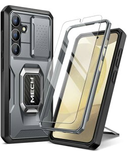 Galaxy S24 Plus �P�[�X �����K���X���X�N���[���v���e�N�^�[�t �S�g�ی� �R�p���̑ϐk Galaxy S24 + Plus �g�уP�[�X (2024) �����O�u���P�b�g�ƃX���C�h�J�����J�o�[������� �O���[