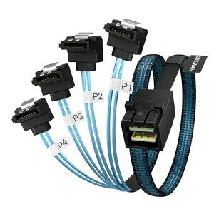 ����HD Mini SAS - 7�s�� SATA L���^�P�[�u�� 1.5�t�B�[�g SFF-8643 �z�X�g����4X SATA�^�[�Q�b�g�P�[�u�� RAID�R���g���[���[�n�[�h�h���C�u