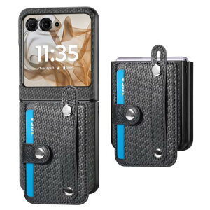Motorola Razr 50 / 50s / 60 �P�[�X �ی�J�o�[�ϏՌ� �J�[�h���[�@�\ �����Y�ی� PU��v �P�[�X �w��h�~ (�u���b�N)