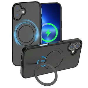 iPhone 16 Plus �P�[�X Magsafe ��]�X�^���h ��_ ���� �������� �}�O�Z�[�t �����͂Ȏ��� �c���� �ϏՌ� iPhone16 Plus �P�[�X �A�C�t�H�� 16 �v���X �p�J�o�[ �w��h�~ ���ϖh�~ 6.7 �C���` �u���b�N
