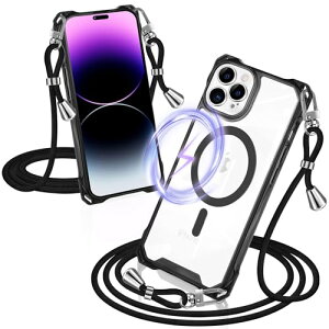 iPhone 14 Pro �P�[�X �N���A �V�����_�[ Magsafe�Ή� �}�O�l�b�g���� �ϏՌ� �S�ʕی� �A�C�t�H��14 Pro �X�}�z�P�[�X �D��X�g���b�v�t�� ������ ��|�� �R�t�� �P�[�X PC�w�� + TPU�o���p�[ ���^ �y