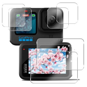 Gopro Hero 12 / 11 /10 / 9 �K���X�t�B���� 2+2+2���Z�b�g �w��F�ؑΉ� Gopro Hero 11 �t�B���� Gopro Hero 12 �J�����ی�t�B���� 9H�d�x �S�ʕی� ���E���h�G�b�W���H Gopro Hero 10 �ی�t�B���� �P�[�X �Ϗ�