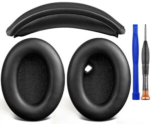 �C���[�p�b�h + �w�b�h�o���h �Z�b�g Sony WH-1000XM4 (WH1000XM4) Over-Ear �w�b�h�Z�b�g ���� �L�b�g �w�b�h�z�� �ւ� �p�b�h �򉻖h�~ �N�b�V���� DIY �w�b�h�X�g���b�v�p�b�h �C�� ���i (�u���b�N) ��