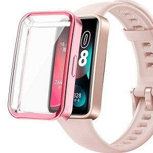 Huawei Band 8 / 9 / 10 �P�[�X �t�@�[�E�F�C �X�}�[�g�E�H�b�` Band 8 / 9 / 10 �\�t�g�J�o�[ �S�ʕی� �ϏՌ� �_�炩�� ���b�L �E���ȒP TPU �E�I�b�` �ی�P�[�X �����^ �J�o�[ (�s���N)