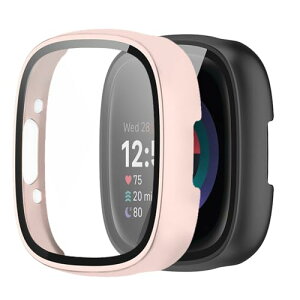 Fitbit Sense 2 / Versa 4 �J�o�[ Fitbit Sense 2 / Versa 4 �P�[�X PC�f�� Fitbit Sense 2 / Versa 4 �J�o�[ �K���X�t�B������̌^ �S�ʕی� ��d�\�� �h�o �� �L�Y�h�~ �y�� (�s���N) �݊��i �ЊO�i