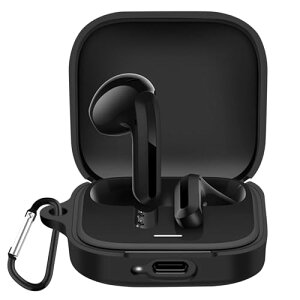 xiaomi redmi buds 6 �P�[�X ���ɔ� �V���R�� LED�� �ϏՌ� �h�� �h�o �y�ʃf�U�C�� ���C�����X�[�d�Ή� ���h�~ �����h�~ �V���v���X���� �J���r�i�t�� (�u���b�N)