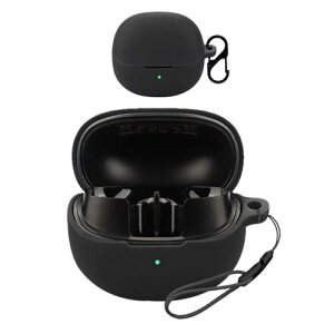 QCY MeloBuds Pro �P�[�X �J�o�[ ���C�����X �C���z�� �V���R�� �ی�P�[�X (�J���r�i�t��+�X�g���b�v�t�� ) �����h�~ �L�Y�h�~ �ϏՌ� �����[�d�\ �h�� �h�o (�u���b�N)