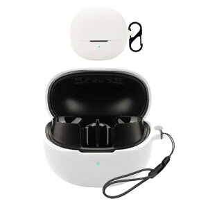 QCY MeloBuds Pro �P�[�X �J�o�[ ���C�����X �C���z�� �V���R�� �ی�P�[�X (�J���r�i�t��+�X�g���b�v�t�� ) �����h�~ �L�Y�h�~ �ϏՌ� �����[�d�\ �h�� �h�o (�z���C�g)