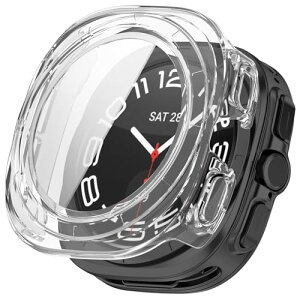 Samsung Galaxy Watch Ultra �P�[�X �T���X�� �M�����N�V�[ Watch Ultra 47mm �P�[�X+�K���X�t�C���� PC+�K���X �����x ��̌^�J�o�[ �S�ʕی� �ϏՌ� �E���ȒP PC �E�I�b�` �ی�P�[�X �����^ �����ߗ� �J