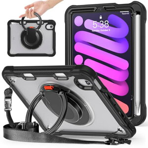 [360°��]] iPad Mini 6 Mini 7 �P�[�X ��]�����O iPad Mini ��6���� 8.3�C���` / iPad mini A17 Pro �������P�[�X �w�ʃJ�o�[ ���|�� ���߉\ �V�����_�[�X�g���b�v�t�� ���^ �y�� �y���z���_�[�t�� ����