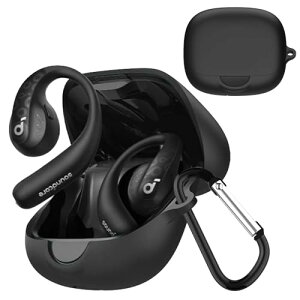 Anker Soundcore AeroFit Pro �P�[�X �J�o�[ Soundcore AeroFit Pro �V���R�� �\�t�g�P�[�X �ی�J�o�[ �h�� �h�o �����h�~ �L�Y�h�~ �S�ʕی� �y�� �J���r�i�t�� (�u���b�N)