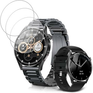 FOSMET QS40 �X�}�[�g�E�H�b�` �ی�t�B���� �����K���X ����0.3mm 2.5D �d�x9H �����z�� �S�ʕی� �ώw�� �̗p ��U�h�~���� 3���Z�b�g For FOSMET QS40 �X�}�[�g�E�H�b�` �t�B����