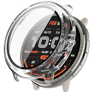 Amazfit Active 2 �J�o�[ Amazfit Active 2 �P�[�X 46mm PC�f�� �t�@�[�E�F�C �K���X�t�B������̌^ �S�ʕی� ��d�\�� �h�o �� �L�Y�h�~ �y�� (�N���A) �݊��i �ЊO�i