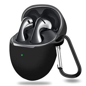 HUAWEI FreeBuds 5 �P�[�X ���ɔ� �V���R�� LED�� �ϏՌ� �h�� �h�o �y�ʃf�U�C�� ���C�����X�[�d�Ή� ���h�~ �����h�~ �V���v���X���� �J���r�i�t�� (�u���b�N)