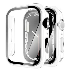 Apple Watch �J�o�[ Series SE3 / SE2 / SE / 6 / 5 / 4 44mm �P�[�X PC�f�� ���� �ی�P�[�X �K���X�t�B���� ��̌^ ��d�\�� �A�b�v���E�H�b�` �J�o�[ �S�ʕی� �����K���X �L�Y�h�~ (44mm,�z���C�g+�V���o