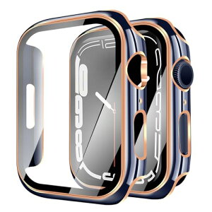 Apple Watch �J�o�[ Series SE3 / SE2 / SE / 6 / 5 / 4 44mm �P�[�X PC�f�� ���� �ی�P�[�X �K���X�t�B���� ��̌^ ��d�\�� �A�b�v���E�H�b�` �J�o�[ �S�ʕی� �����K���X �L�Y�h�~ (44mm,�u���[+���[�Y�S