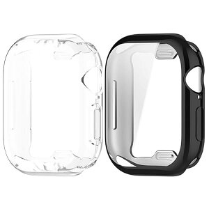 Apple Watch Series 10 46mm �P�[�X TPU�f�� ���b�L���H ��̌^�X�N���[���ی�J�o�[ �y�ʃP�[�X Apple Watch�V���[�Y10�����P�[�X�J�o�[ ���^ �S�ʕی� �ϏՌ� �h�o (�����{�u���b�N 46mm)