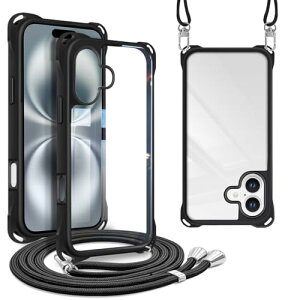iPhone 16 Plus �P�[�X �V�����_�[ ��|�� ��|�� ���|�� �X�g���b�v�t�� iPhone16Plus �J�o�[ �R�t�� �΂߂��� TPU�o���p�[ �ϏՌ� ���^ �y�� ���΂݂Ȃ� �n�[�h �P�[�X �u���b�N
