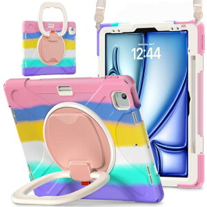 iPad Air 13�C���` 2025 (M3) / 2024 (M2) �J�o�[ Aslo iPad Pro 12.9�C���`�J�o�[ �ϏՌ� ��� 360�x��]�X�^���h �n���h���t�� ���F ���킢�� �P�[�X �y���V�����[ ������t�� ���|�� �΂ߊ|�� �����h�~ �A