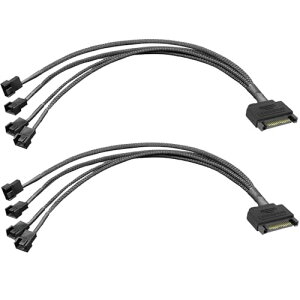 SATA ���� 4 �E�F�C 3 �s�� / 4 �s�� PMW 12V PC �P�[�X�t�@���d���A�_�v�^�P�[�u�� 3 �s���܂��� 4 �s�� (PWM �R�l�N�^) ���� 15 �s�� SATA �R���s���[�^ �N�[���[��p�t�@���d���P�[�u��